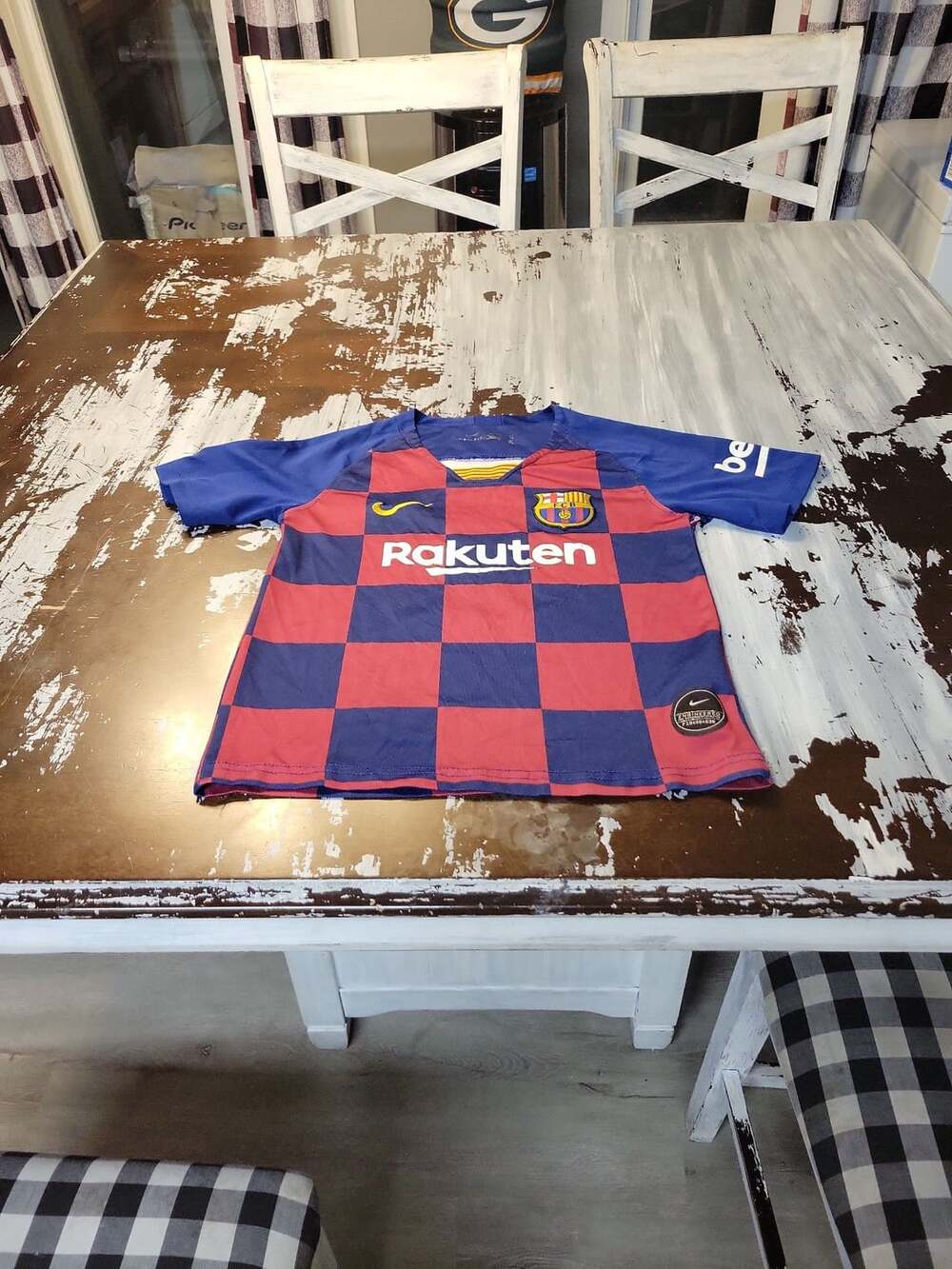 Nike FC Barcelona Messi 10 Soccer Jersey Blue Red Checked